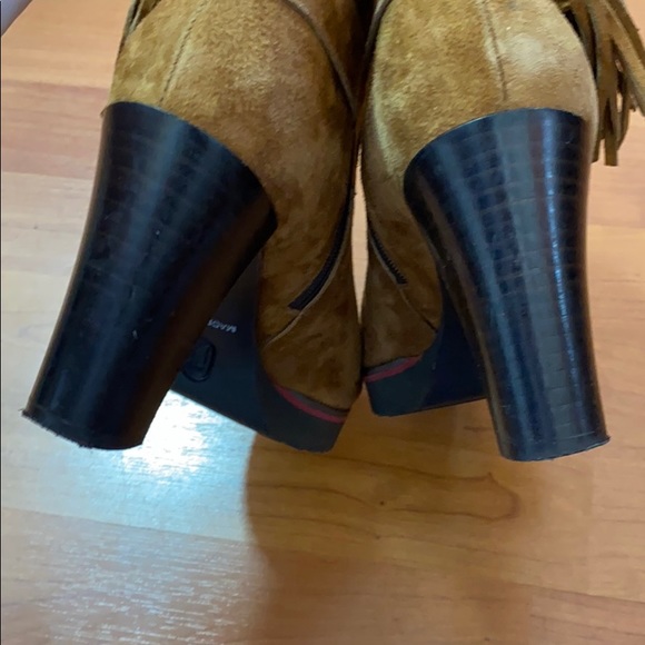 Suede Fringe Ankle Boot Booties Block Heel 39 - Picture 6 of 8